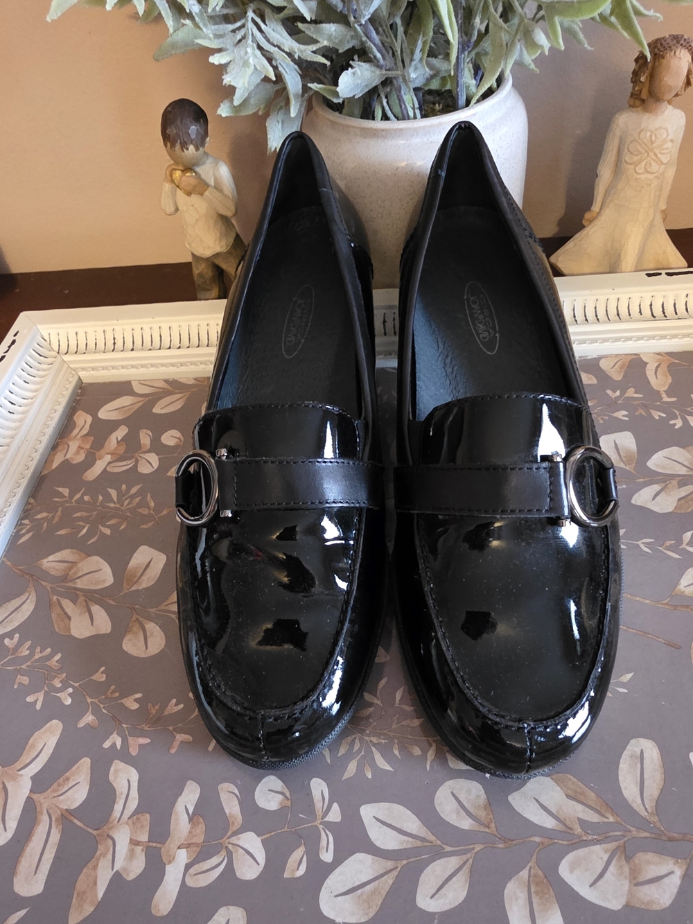 Joan & David Black Patent Buckle Loafers